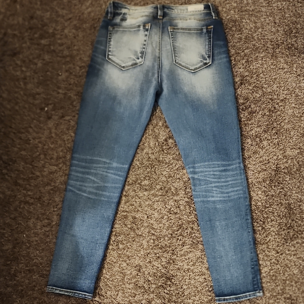 Miss Me Blue Ankle Cropped Jeans with Embroidery - Picture 7 of 9